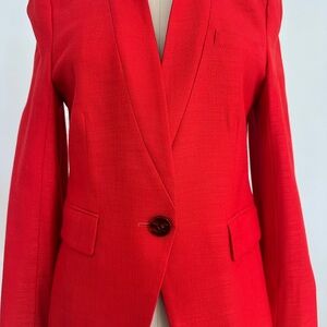 Veronica Beard Bright Red Single-Button Tailored Blazer
